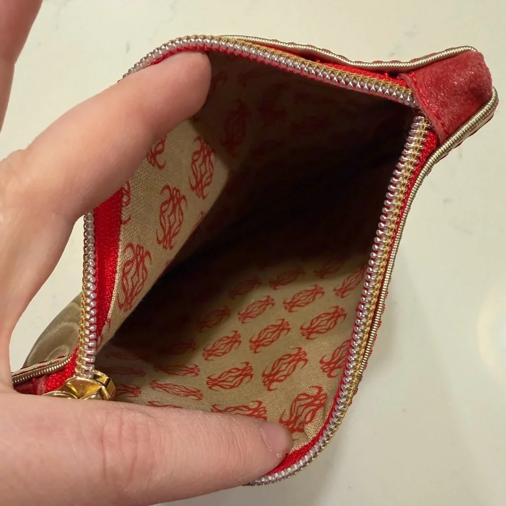 Loewe Gold Embroidered Zip Top Cosmetics Pouch - Picture 6 of 8